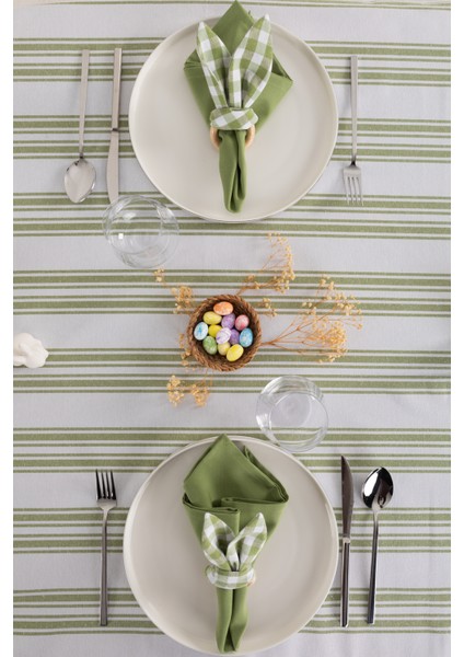 Çizgili Masa Örtüsü Seti-Fıstık Yeşili indirimleri