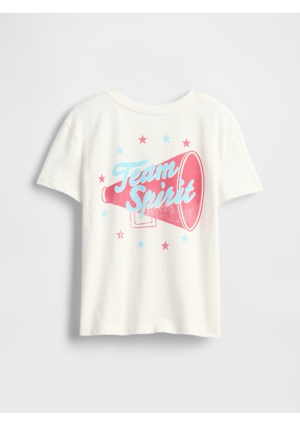 Kız Çocuk Beyaz Grafik Baskılı T-Shirt fiyatları