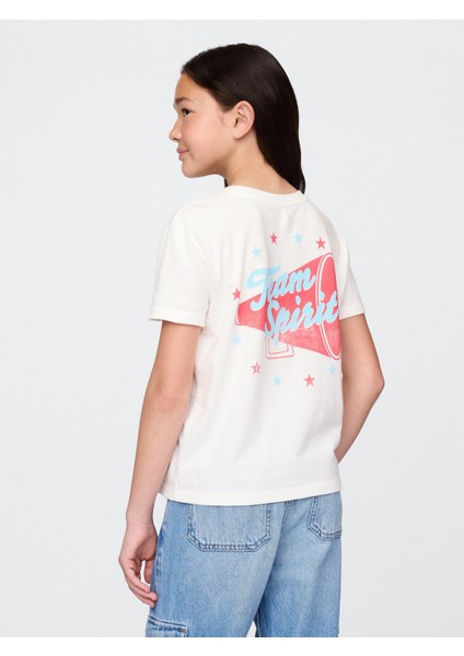 Kız Çocuk Beyaz Grafik Baskılı T-Shirt modelleri