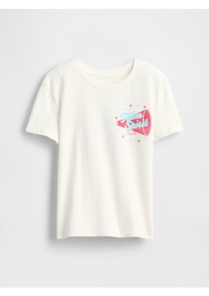 Kız Çocuk Beyaz Grafik Baskılı T-Shirt fırsatları