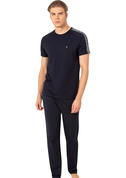 Erkek Bisiklet Yaka Penye Kısa Kol Pijama Takım