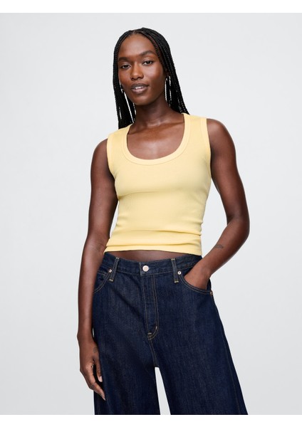 Kadın Sarı Fitilli Halter Yaka Atlet