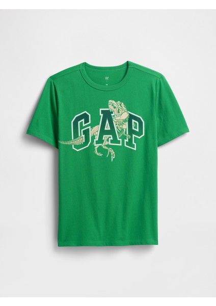 Erkek Çocuk Yeşil Grafik Baskılı T-Shirt