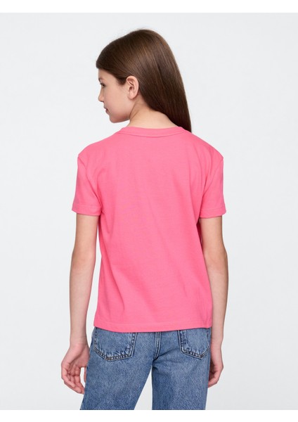 Kız Çocuk Pembe Grafik Baskılı T-Shirt modelleri