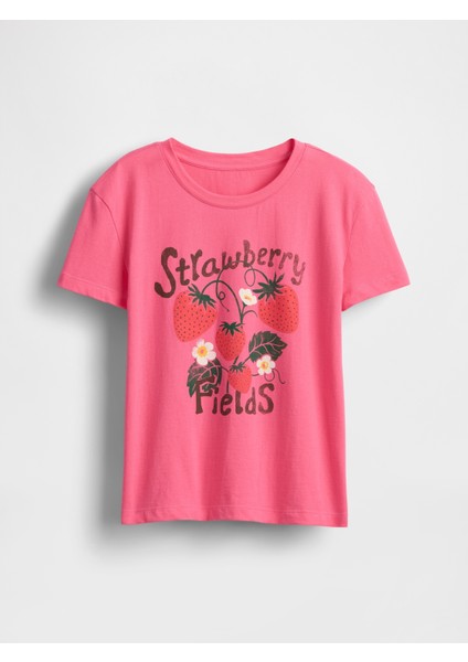 Kız Çocuk Pembe Grafik Baskılı T-Shirt fırsatları