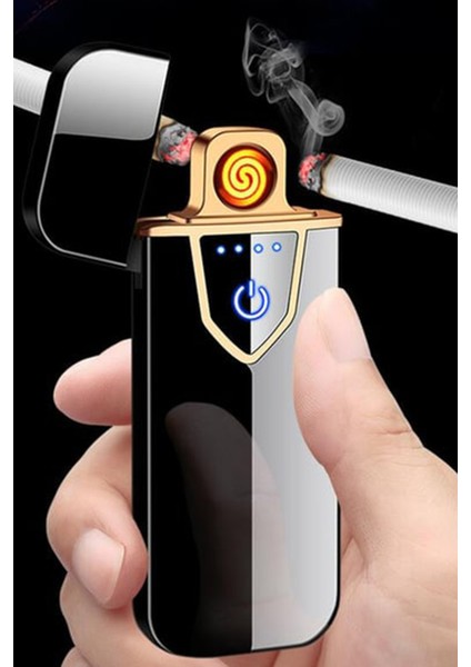 Şarjlı Çakmak USB Şarjlı Doldurulabilir Işıklı Çakmak Kamp Çakmağı Rüzgardan Etkilenmez