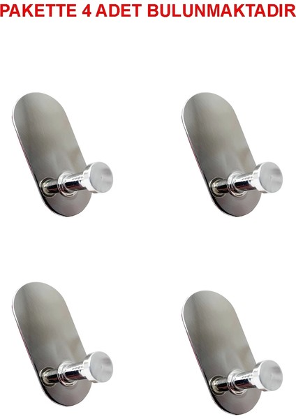 Glare Mantar Kendinden Yapışkanlı Askılık Tekli Oval Krom 4 Lü Paket