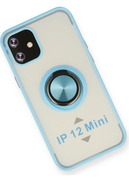iPhone 12 Mini Kılıf Montreal Yüzüklü Silikon Kapak - Buz Mavi modelleri