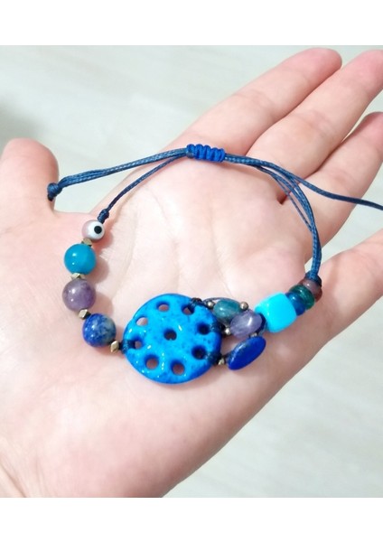 Lapis Lazuli Ametist Apatit Hematit Doğaltaşlı Süryani Nazar ve Bodrum Boncuklu Bileklik indirimleri