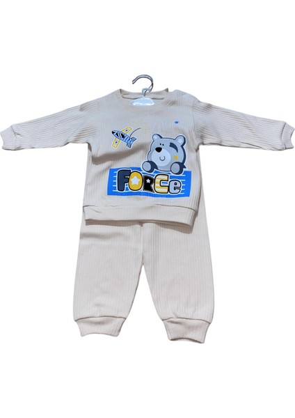 Erkek Bebek 2'li Takım - Ayıcık Baskılı Sweatshirt ve Pantolon Seti fiyatları