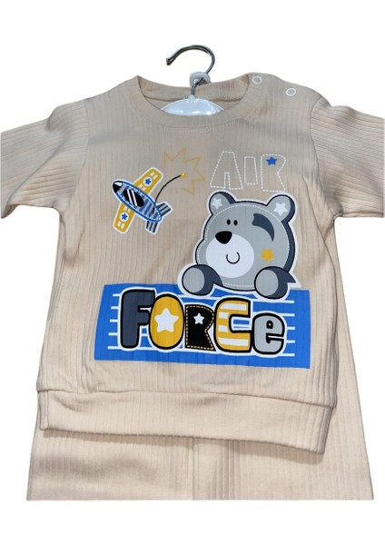 Erkek Bebek 2'li Takım - Ayıcık Baskılı Sweatshirt ve Pantolon Seti fırsatları