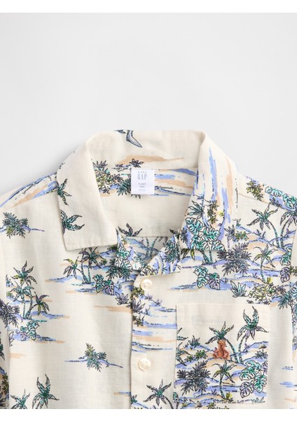 Erkek Bebek Bej Keten-Pamuk Karışımlı Cabana Gömlek fiyatları