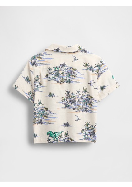 Erkek Bebek Bej Keten-Pamuk Karışımlı Cabana Gömlek modelleri