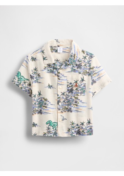 Erkek Bebek Bej Keten-Pamuk Karışımlı Cabana Gömlek fırsatları