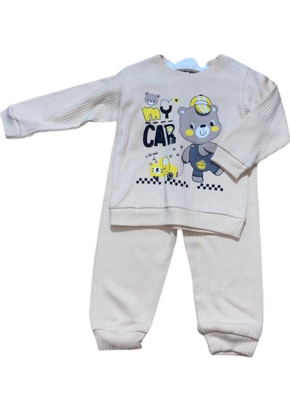 Erkek Bebek 2'li Takım - Ayıcık ve Araba Baskılı Sweatshirt & Pantolon fiyatları