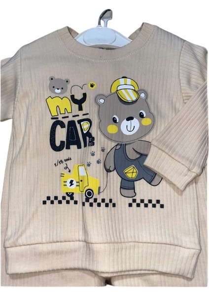 Erkek Bebek 2'li Takım - Ayıcık ve Araba Baskılı Sweatshirt & Pantolon modelleri