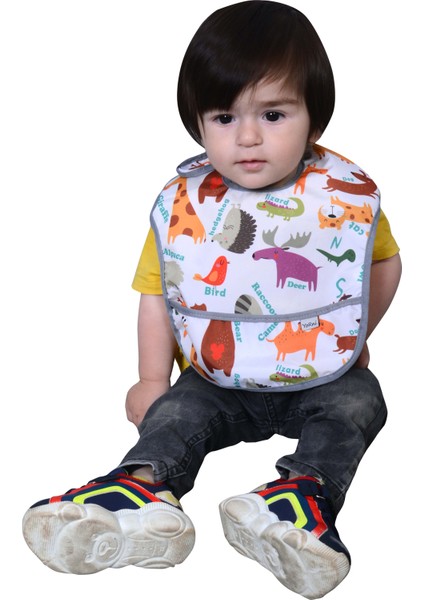 , 2 Adet, Ekonomik Set, 6-24AY, Zoo ve Sea Desen, Sıvı Geçirmeyen, Cepli, Cırtlı Mama Önlüğü, Önlük fırsatları