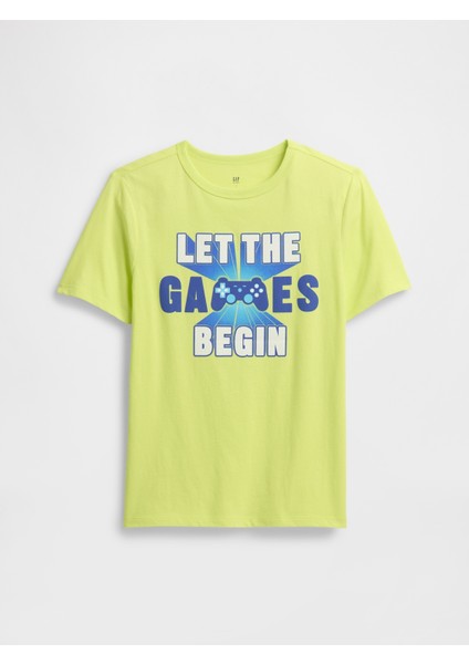 Erkek Çocuk Limon Sarısı Grafik Baskılı T-Shirt