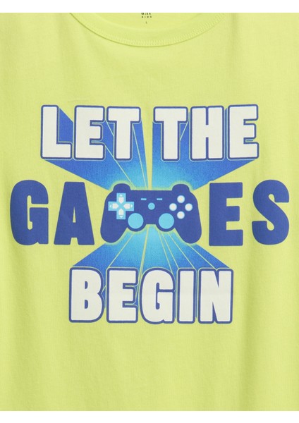Erkek Çocuk Limon Sarısı Grafik Baskılı T-Shirt fiyatları