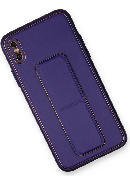 iPhone Xs Max Kılıf Coco Deri Standlı Kapak - Mor fiyatları