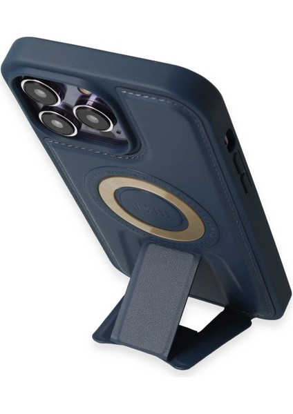 iPhone 14 Pro Max Kılıf Merkür Magneticsafe Standlı Kapak - Lacivert fırsatları