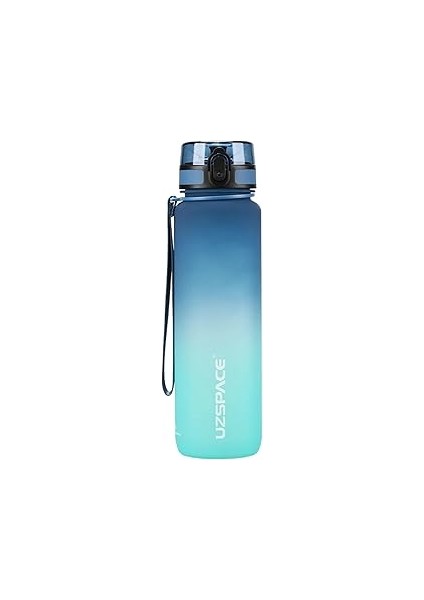 Uzspace Fiftyfifty 1000ML Büyük Boy Çift Renk Softtouch Ff Collection Tritan Su Matarası Mavi-Turku