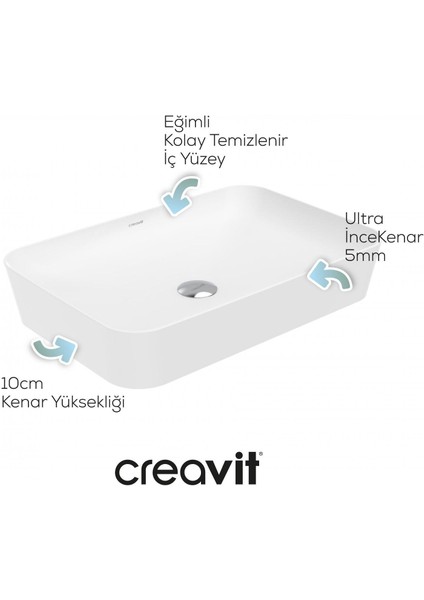Ultra Dikdörtgen Çanak Lavabo 60 cm Beyaz indirimleri