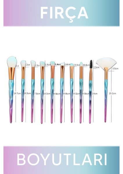 20’li Unicorn Desenli Makyaj Fırça Seti indirimleri