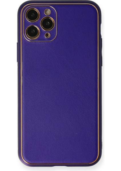 iPhone 11 Pro Kılıf Coco Deri Silikon Kapak - Mor