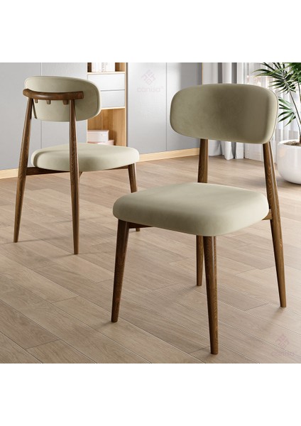 Laos Serisi 4 Adet Krem Mutfak Sandalyesi Ahşap Kaplama 1. Sınıf Babyface Kumaş modelleri