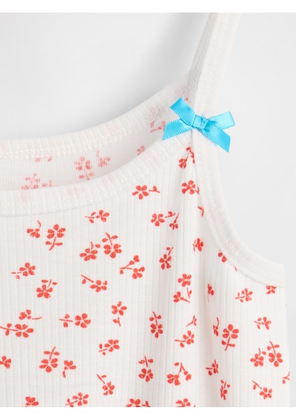 Kız Çocuk Çiçek Desenli Çocuk Geri Dönüştürülmüş Fitilli Pijama Tank Üstü fiyatları