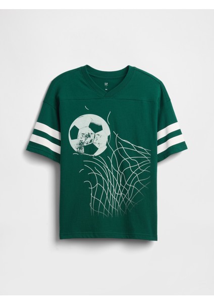 Erkek Çocuk Koyu Yeşil Relaxed Gap Logo T-Shirt
