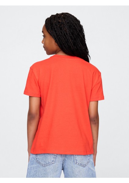 Kız Çocuk Kırmızı Grafik Baskılı T-Shirt modelleri