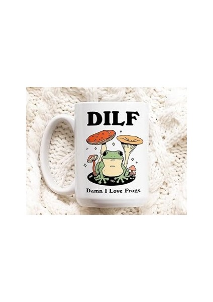 Print Dore Kurbağa Kahve Kupa, Lanet Olsun Kurbağaları Seviyorum Dilf Seramik Bardak,ıngilizce Kupa