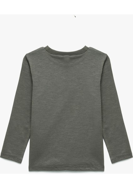 Baskılı Uzun Kollu Bisiklet Yaka Pamuklu Tişört fiyatları