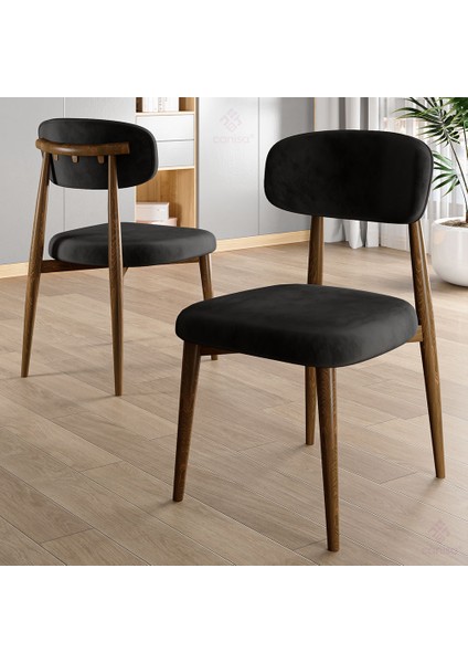 Laos Serisi 4 Adet Siyah Mutfak Sandalyesi Ahşap Kaplama 1. Sınıf Babyface Kumaş modelleri