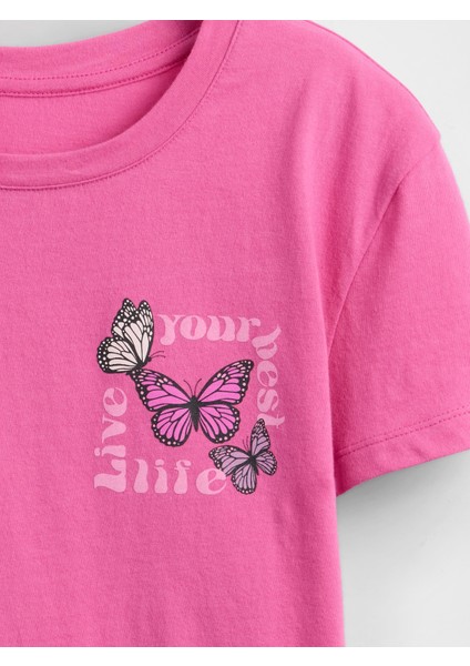 Kız Çocuk Pembe Grafik Baskılı T-Shirt fiyatları