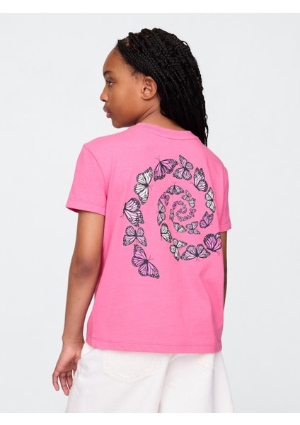 Kız Çocuk Pembe Grafik Baskılı T-Shirt modelleri