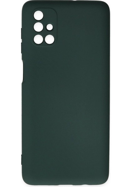 Samsung Galaxy M51 Kılıf Nano Içi Kadife Silikon - Koyu Yeşil