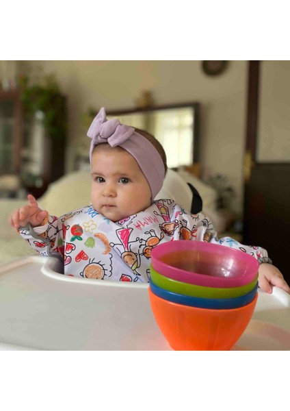 , 2 Adet, Ekonomik Set, 6-24AY, Zoo ve Family Desen, Sıvı Geçirmeyen, Cepli, Cırtlı Mama Önlüğü, Önlük
