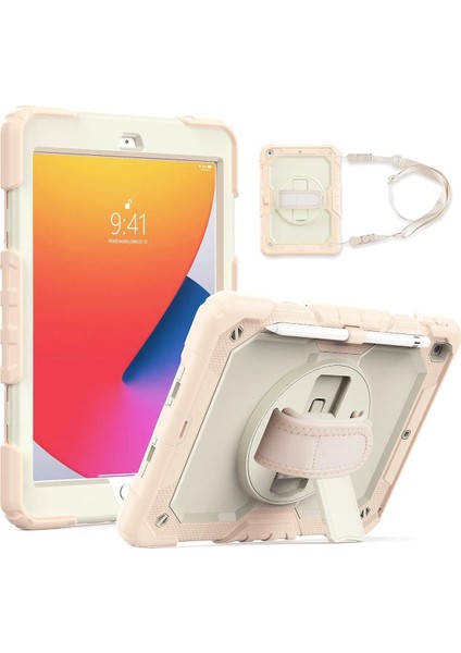 iPad 10.2 (7.nesil) Kılıf Strap New Tablet Kapak - Pembe