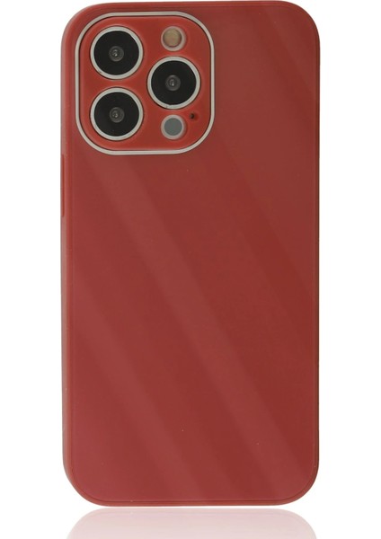 iPhone 14 Pro Max Kılıf Glass Kapak - Bordo
