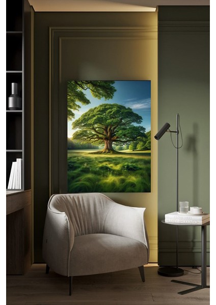 Orman'ın Büyük Yeşil Ağacı Kanvas Tablo Ev Duvar Salon Ofis Dükkan Hediyelik Dekarasyon Süsü