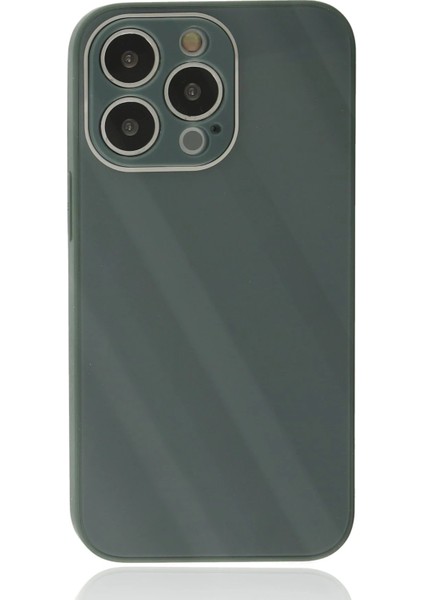 iPhone 14 Pro Max Kılıf Glass Kapak - Koyu Yeşil