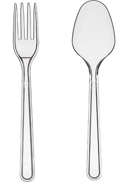 23 Cm. Plastik Mika Şeffaf Sorfa Piknik Seti - 24 Kişilik Tabak Bardak Çatal Kaşık Takımı modelleri