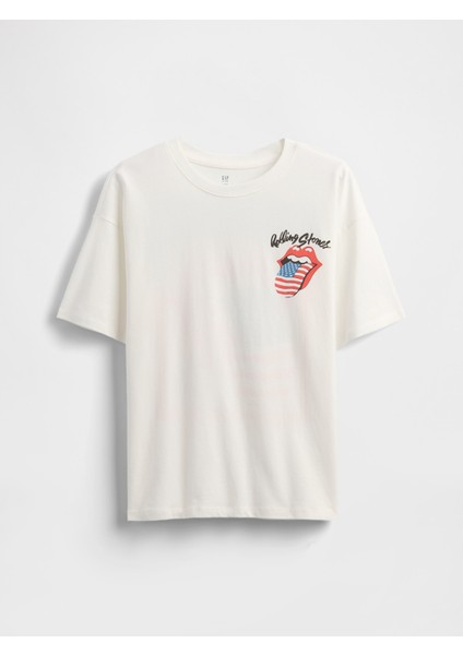 Erkek Çocuk Kırık Beyaz Grafik T-Shirt