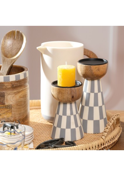 Nohar Mango Ağacı - Reçine Mumluk 10X10X16 cm Natural - Grı fiyatları