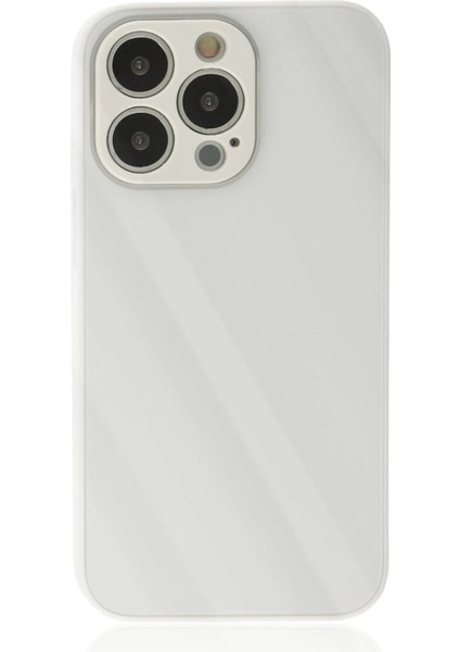 iPhone 14 Pro Max Kılıf Glass Kapak - Beyaz