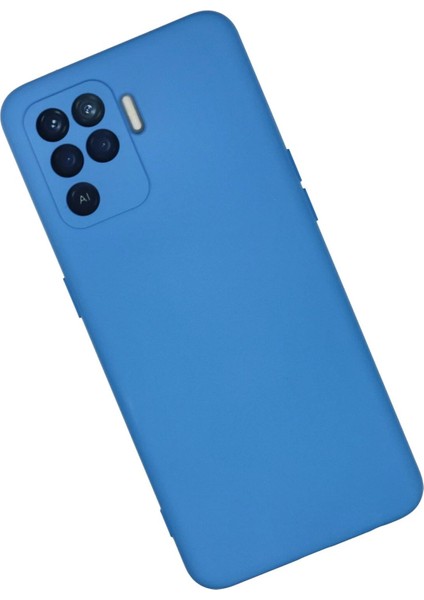 Oppo Reno 5 Lite Kılıf Nano Içi Kadife Silikon - Mavi modelleri