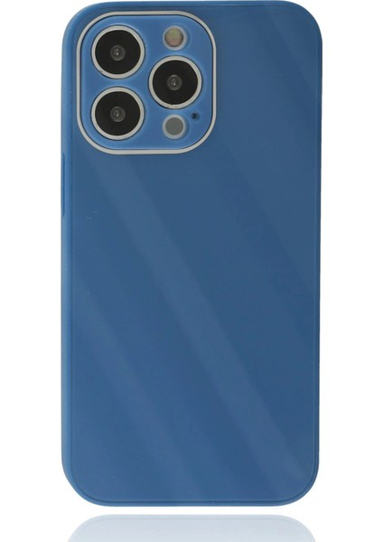iPhone 14 Pro Max Kılıf Glass Kapak - Mavi